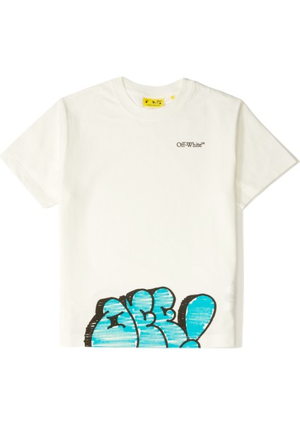 Beyaz Logo Detaylı Erkek Çocuk T-Shirt