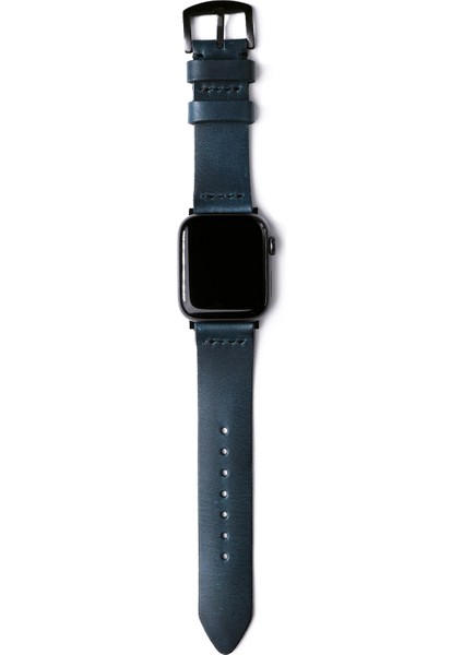 Apple Watch Seri 9/8/7/se/6/5/4 Ultra Uyumlu Mavi Mercan Deri Tek Katlı El Yapımı Akıllı Saat Kordon