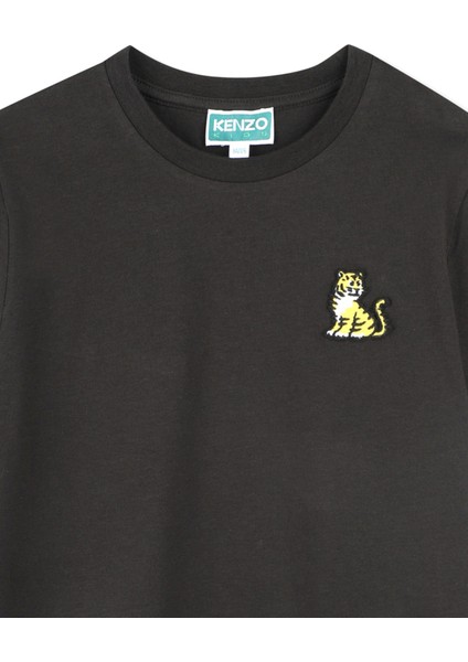 Siyah Logo Baskılı Unisex Çocuk T-Shirt modelleri