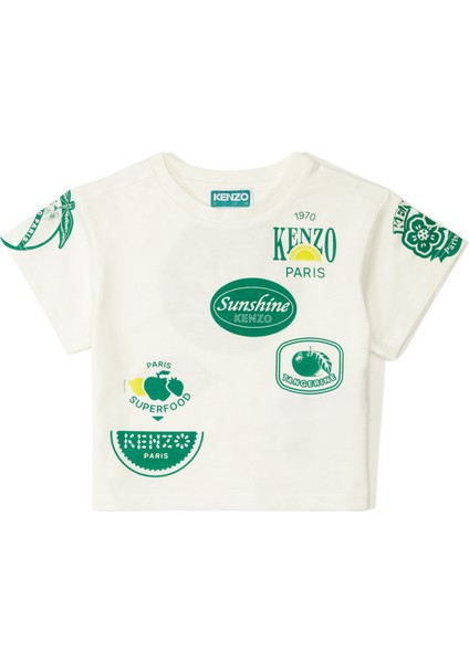 Beyaz Logo Baskılı Erkek Çocuk Sweatshirt