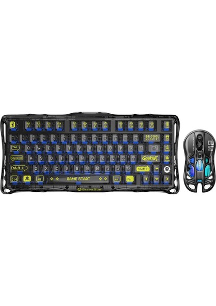 Mercury Siyah K1 Lite+M2 Kablosuz Rgb Işıklı Mekanik Q Gaming Klavye ve Optik Mouse Seti