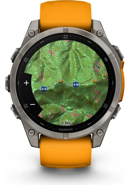 Fenix 8 Amoled Sapphire Turuncu Titanyum 47MM Silikon Kayışlı Akıllı Saat