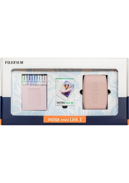 Instax Mini Link 3 Pembe Akıllı Telefon Yazıcısı Bundle Box