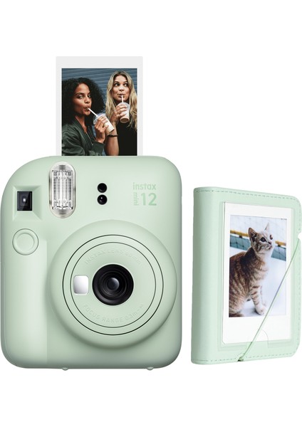 Instax Mini 12 Yeşil Fotoğraf Makinesi + 28'li Mini Albüm Seti