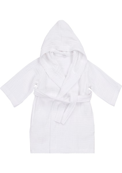 Cocoon Müslin Beyaz Unisex Çocuk Bornoz
