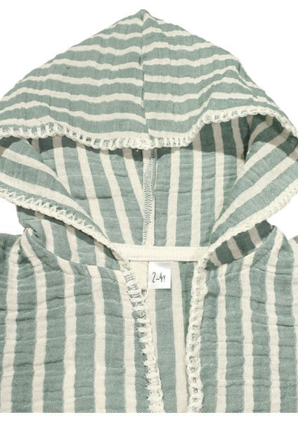 Mint Çizgili Unisex Çocuk Müslin Panço