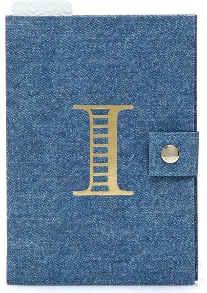 Mavi Denim Görünümlü Harf Baskılı Defter
