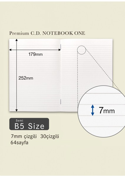 Premium CD One B5 Mavi Çizgili Defter modelleri