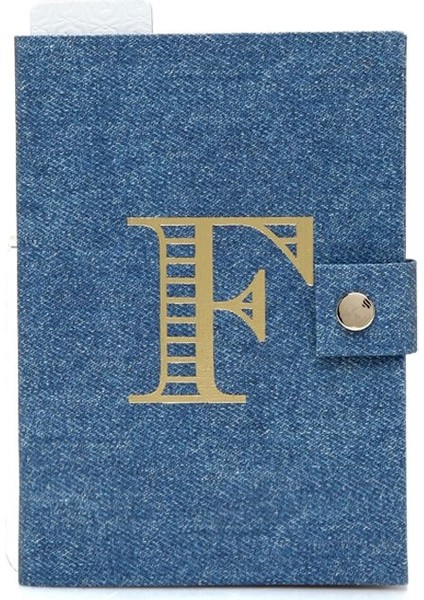 Mavi Denim Görünümlü Harf Baskılı Defter