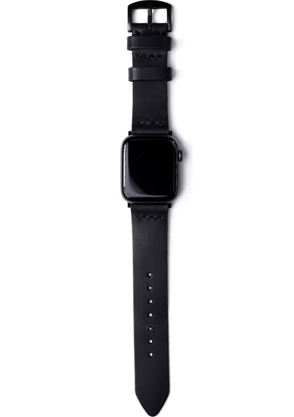 Tek Katlı El Yapımı Seri 9/8/7/se/6/5/4 Ultra Uyumlu Apple Watch Siyah Deri Akıllı Saat Kordon