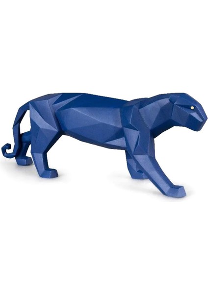 Panther Mavi Porselen Heykel