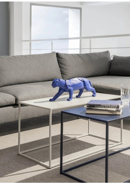 Panther Mavi Porselen Heykel