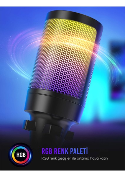 Ampligame A6V Rgb Siyah USB Mikrofon