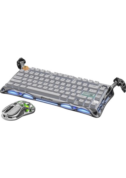 Mercury Gri K1 Pro+M1 Pro Kablosuz Rgb Işıklı Mekanik Q Gaming Klavye ve Optik Mouse Seti