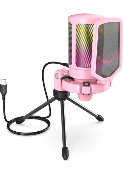 Ampligame A6VP Rgb USB Pembe Mikrofon