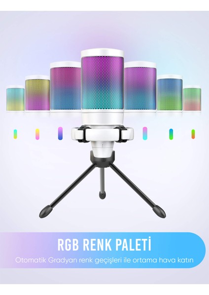 Ampligame A6VW Rgb USB Beyaz Mikrofon