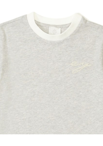 Gri Logo Nakışlı Erkek Çocuk T-Shirt modelleri