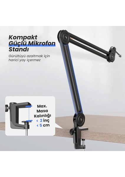 BM63 Masaüstü Siyah Mikrofon Standı