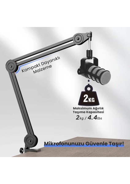 BM63 Masaüstü Siyah Mikrofon Standı