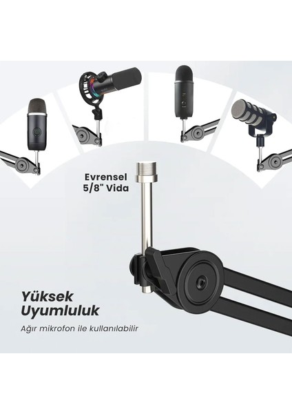 BM63 Masaüstü Siyah Mikrofon Standı