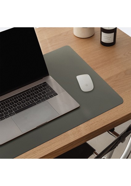 Zeytin Yeşil Deri Masa Matı ve Mouse Pad Seti