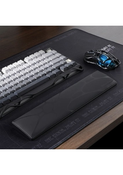 Ergonomik Kaymaz Tabanlı Siyah Pu Deri Yüzeyli Klavye Bilek Destek Pedi