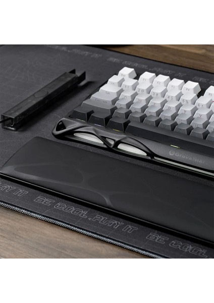 Ergonomik Kaymaz Tabanlı Siyah Pu Deri Yüzeyli Klavye Bilek Destek Pedi