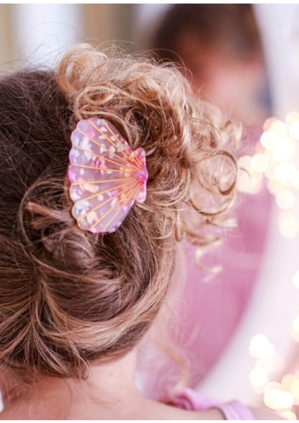 Little Mermaids Pembe Kız Çocuk Büyük Boy Klipsli Toka modelleri