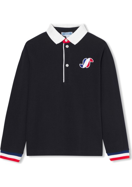 Lacivert Pamuklu Erkek Çocuk Polo Yaka Sweatshirt