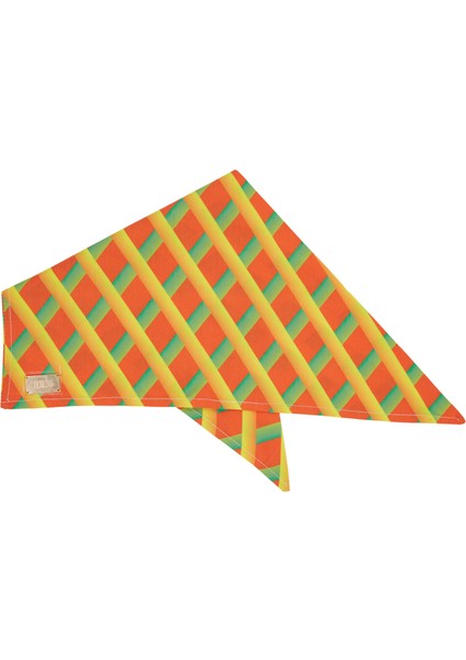 Turuncu Geometrik Desenli Köpek Bandana