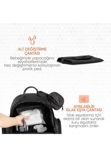 Siyah Çok Fonksiyonlu Anne Baba ve Bebek Bakım Sırt Çantası indirimleri