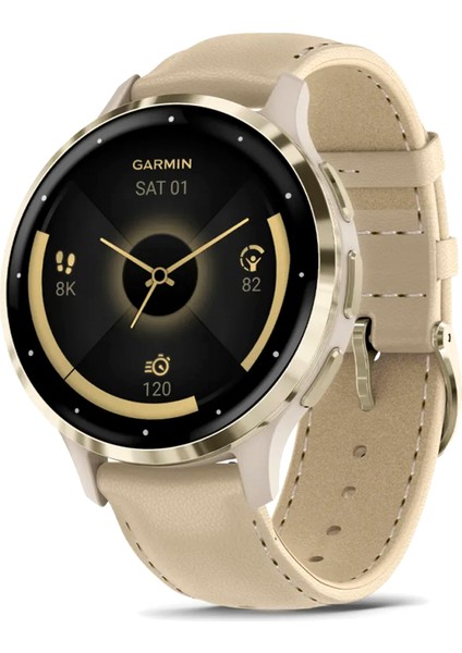 Venu 3s Soft Gold French 41MM Gri Deri Kayışlı Akıllı Saat