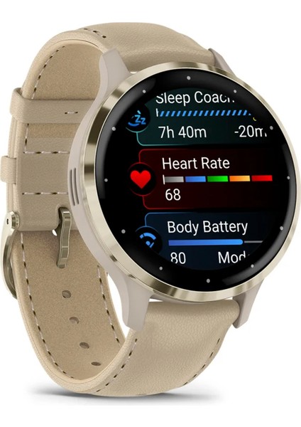 Venu 3s Soft Gold French 41MM Gri Deri Kayışlı Akıllı Saat