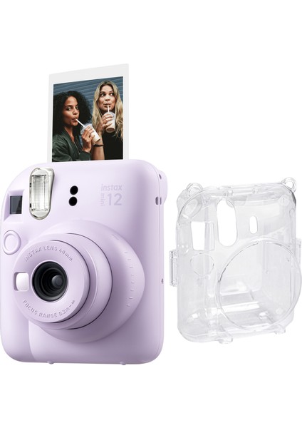 Instax Mini 12 Lila Fotoğraf Makinesi + Şeffaf Kılıf Seti