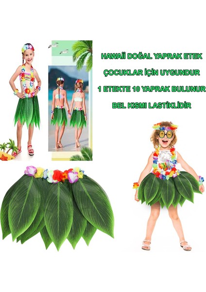 Tropikal Esintili Hawaii Yapraklı Parti Eteği Çocuk Boy (4401)