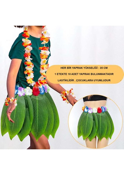 Tropikal Esintili Hawaii Yapraklı Parti Eteği Çocuk Boy (4401)