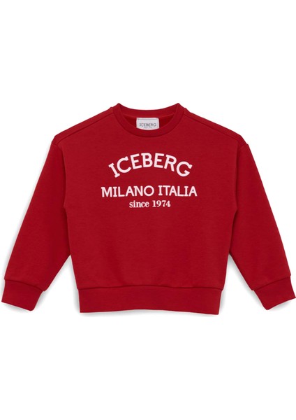 Kırmızı Baskılı Unisex Çocuk Sweatshirt