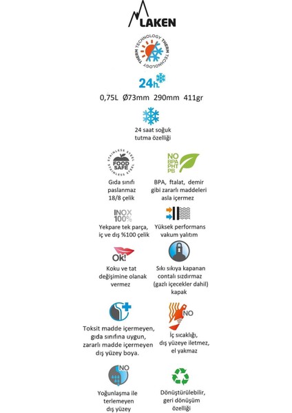 Jannu Kırmızı Çelik Termos 0,75 Lt