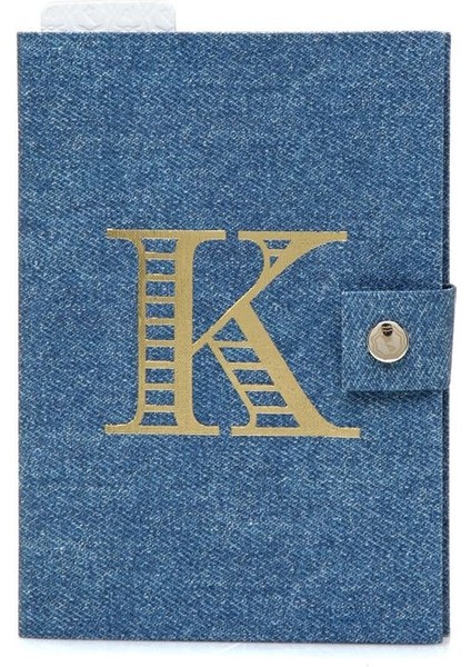 Mavi Denim Görünümlü Harf Baskılı Defter