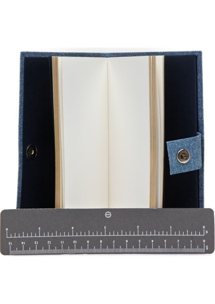 Mavi Denim Görünümlü Harf Baskılı Defter