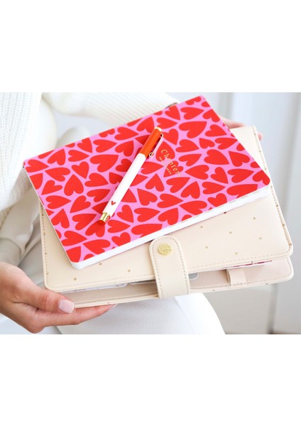 Vanilla Polka Pembe Deri Kapak Spiralli A5 Günlük Planlayıcı