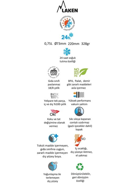 LKTS7O 18/8 Summit Turuncu Çelik Termos Şişe 0,75 L