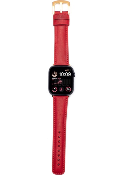 Apple Watch 38/40/41 mm Magenta Deri Akıllı Saat Kordon