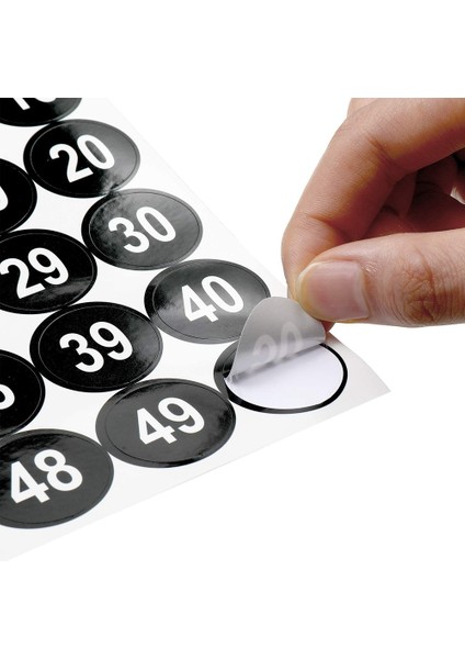 40 Adet 1'den 50'ye Kadar Sayı Etiketleri Sıralı 1 Inç Kendinden Yapışkanlı Çıkartma Envanter Depolama Sınıflandırması Için (Yurt Dışından)