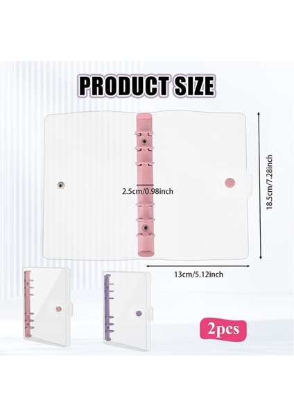 Paket A6 Yumuşak Pvc 6 Halkalı Klasör, Şeffaf Bütçe Yeniden Doldurulabilir Planlayıcı Halkalı Klasör Kapağı Çıtçıtlı Düğmeli (Yurt Dışından)