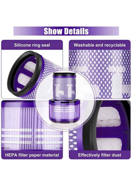 V12 Filtresi Detect Slim, Slim Vakumlarla Uyumludur, Parça 971517-01 ile Karşılaştırın (Yurt Dışından)