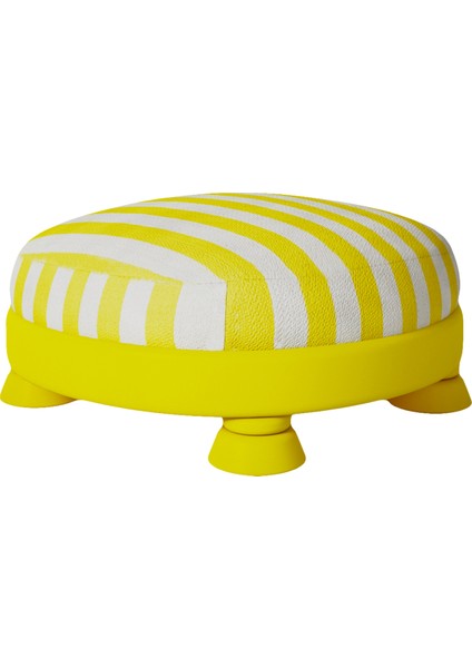 Yellow Mellow Sarı Çizgili Kumaş Puf