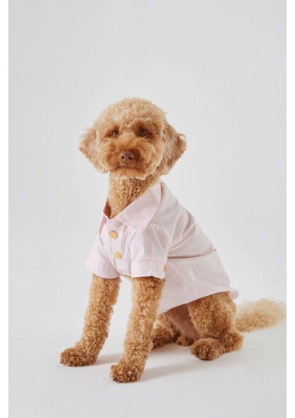 Pembe Düğmeli Köpek Gömleği