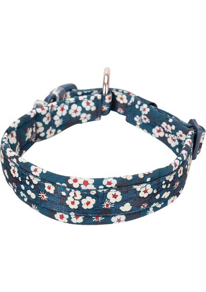 Mavi Çiçek Desenli Neoprene Süngerli Köpek Boyun Tasması