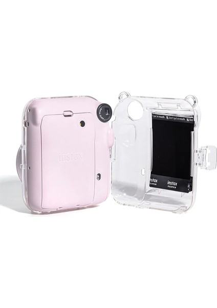 Instax Mini 12 Pembe Fotoğraf Makinesi + Şeffaf Kılıf Seti